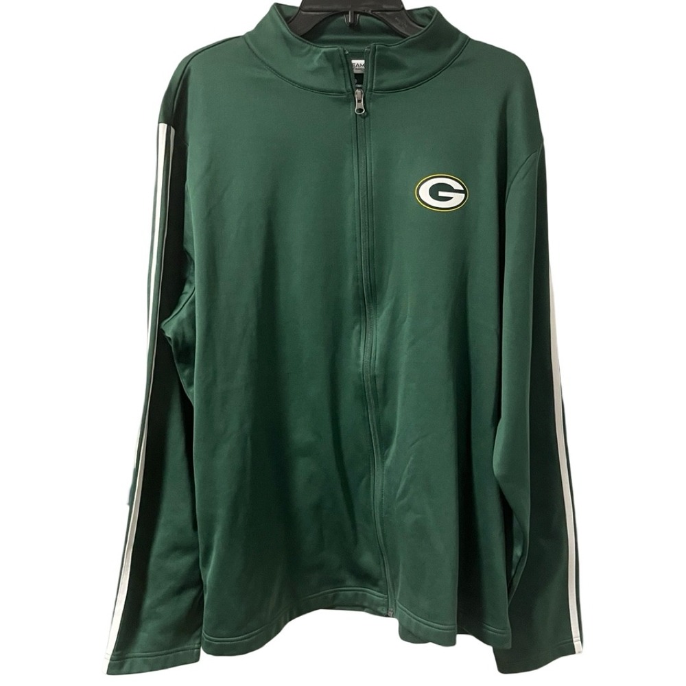 NFL Team Apparel Green Bay Packers Full Zip Warm Up Jacket Green Mens XL